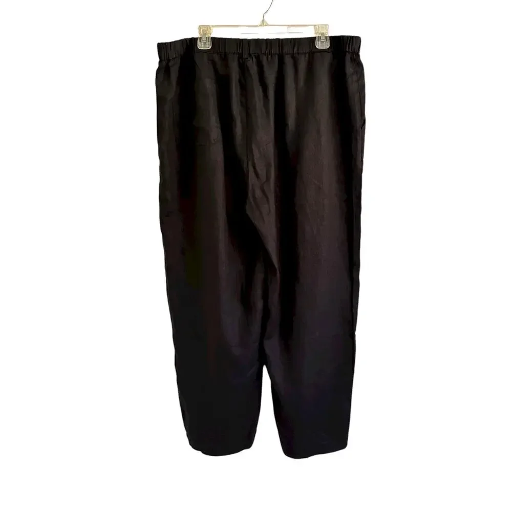 NWT Quince 100% European Linen Pants Black XL Crop Slight Taper